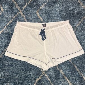 J. Crew Dreamy cotton pajama White Shorts with Navy Accents size XL